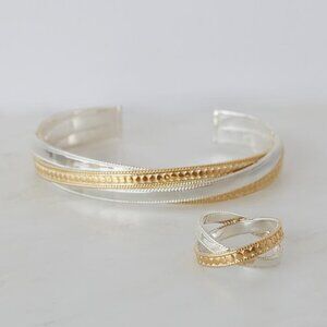 ANNA BECK Two-Tone Gold and Silver Twisted Cuff Bracelet - NWT